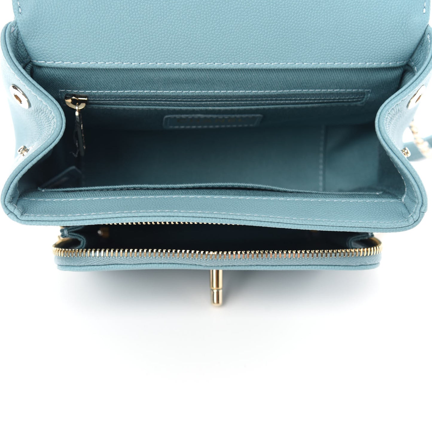 Caviar Quilted Small Business Affinity Flap Light Blue