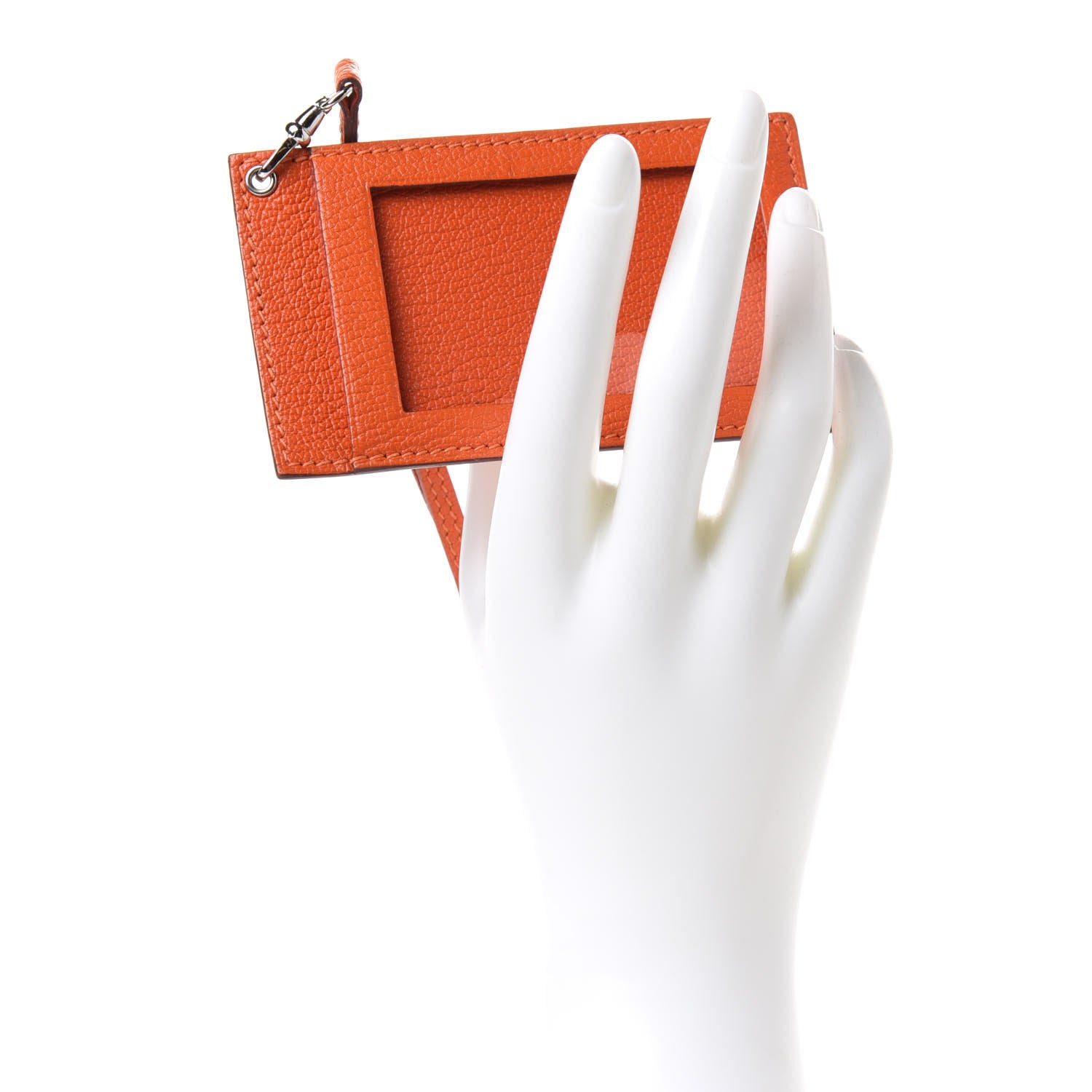 Hermes Chevre Mysore Heidi Badge Holder Orange 2 of 8