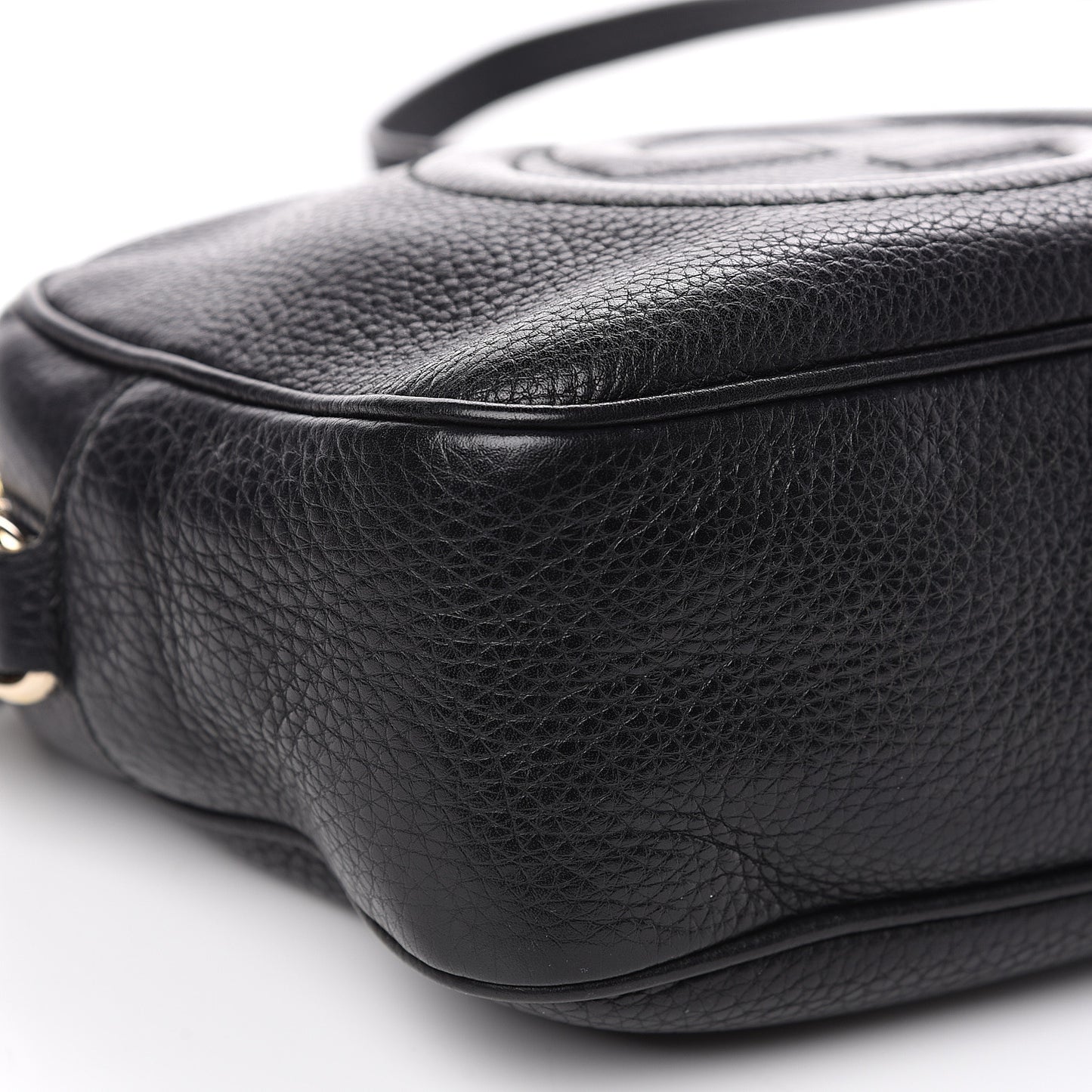 Pebbled Calfskin Small Soho Disco Bag Black