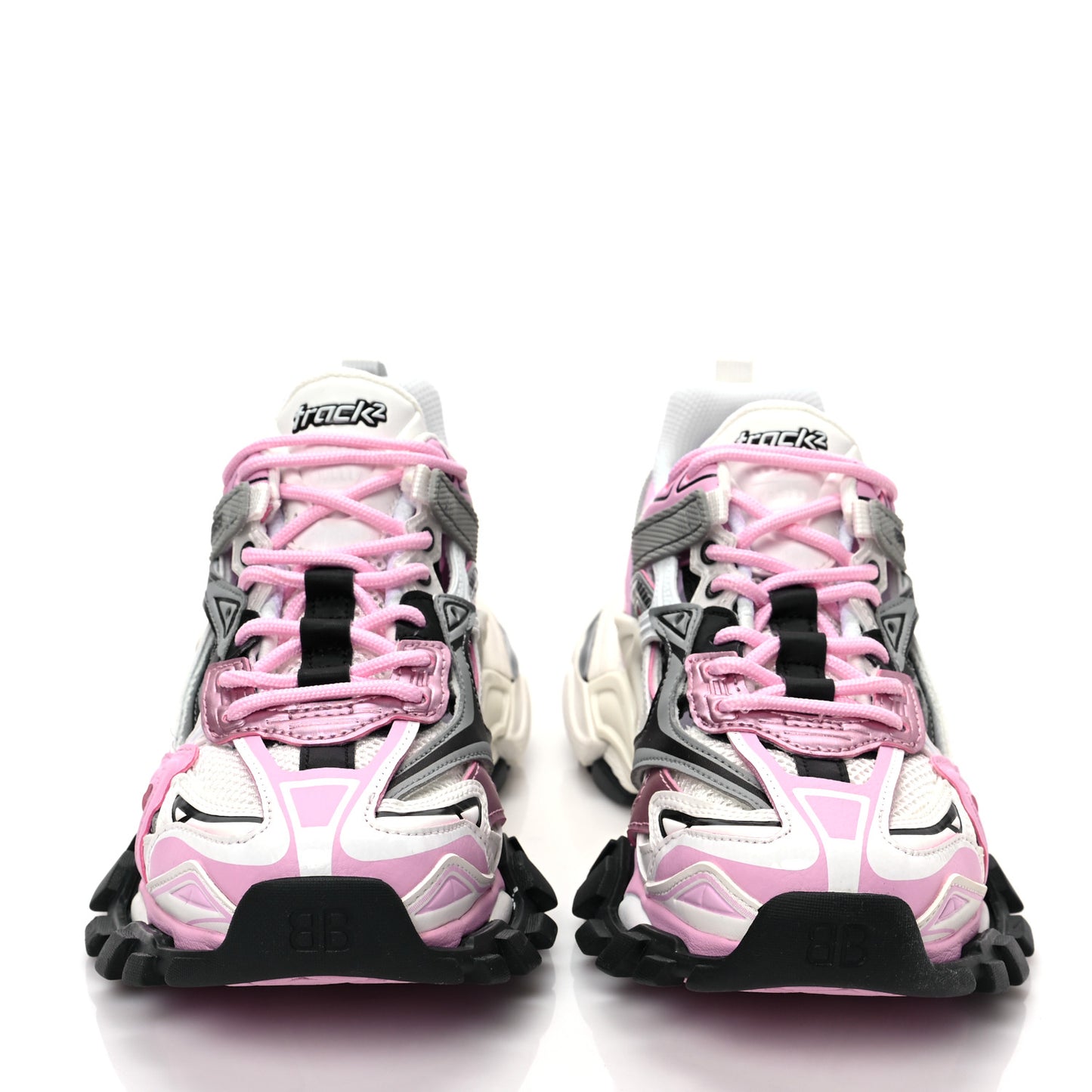 Rubber Mesh Tri-Color Womens Track.2 Open Sneakers 37 Pink Grey White