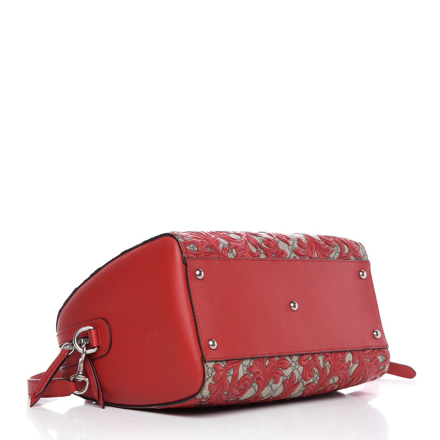 Gucci GG Supreme Monogram Arabesque Medium Boston Hibiscus Red 5 of 15