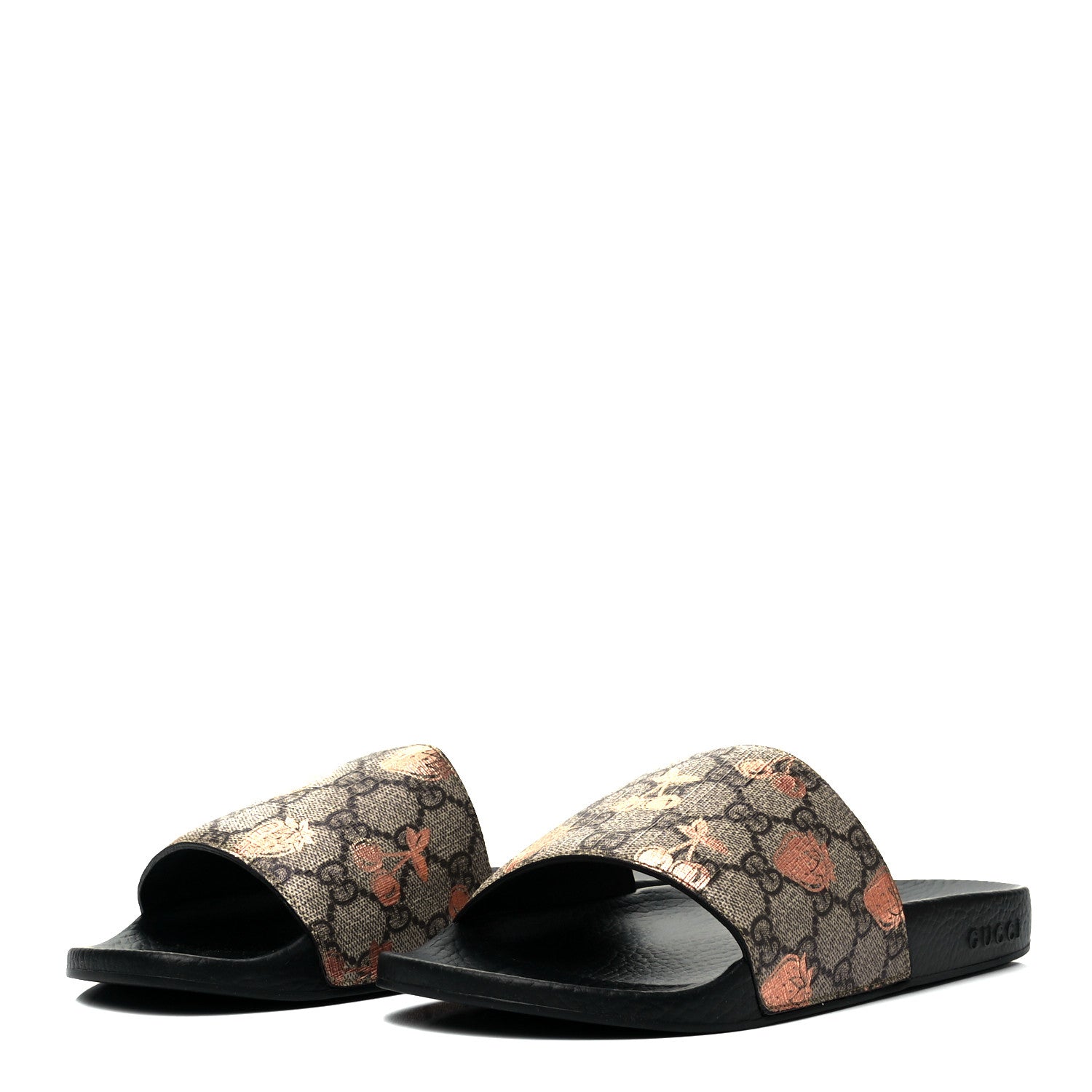 Gucci GG Supreme Monogram Berry Womens Slide Sandals 40 Beige Light Copper 3 of 7
