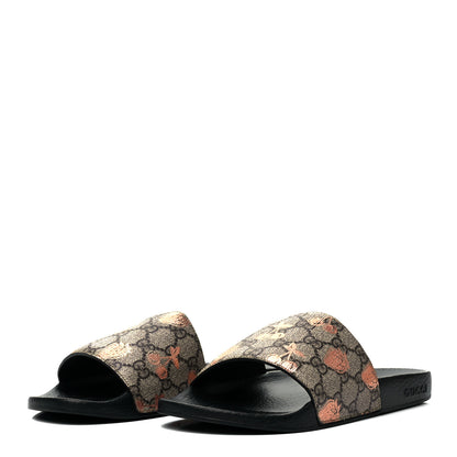 Gucci GG Supreme Monogram Berry Womens Slide Sandals 40 Beige Light Copper 3 of 7