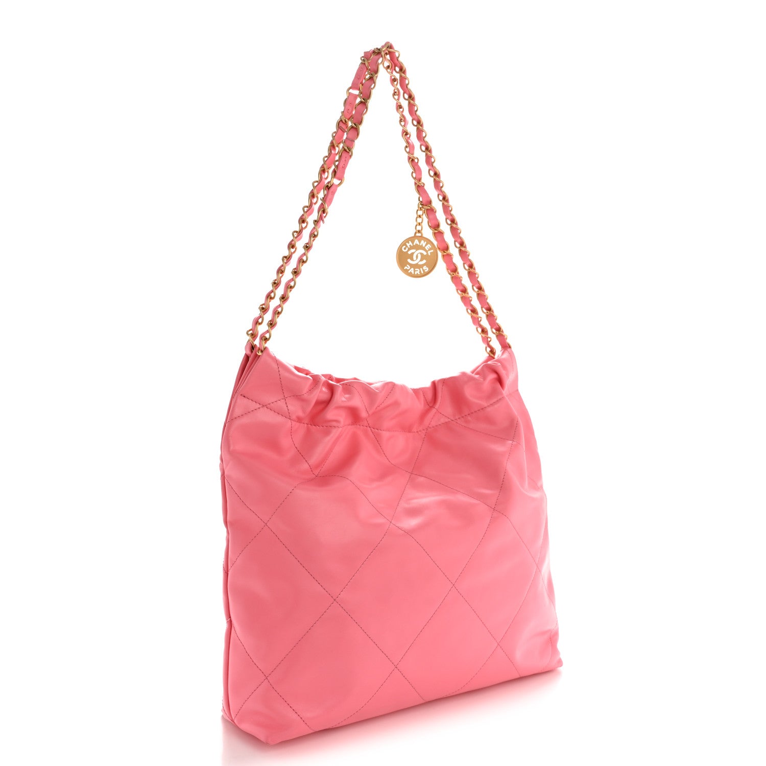 Chanel Shiny Calfskin Quilted Small Chanel 22 Coral Pink 4 of 13