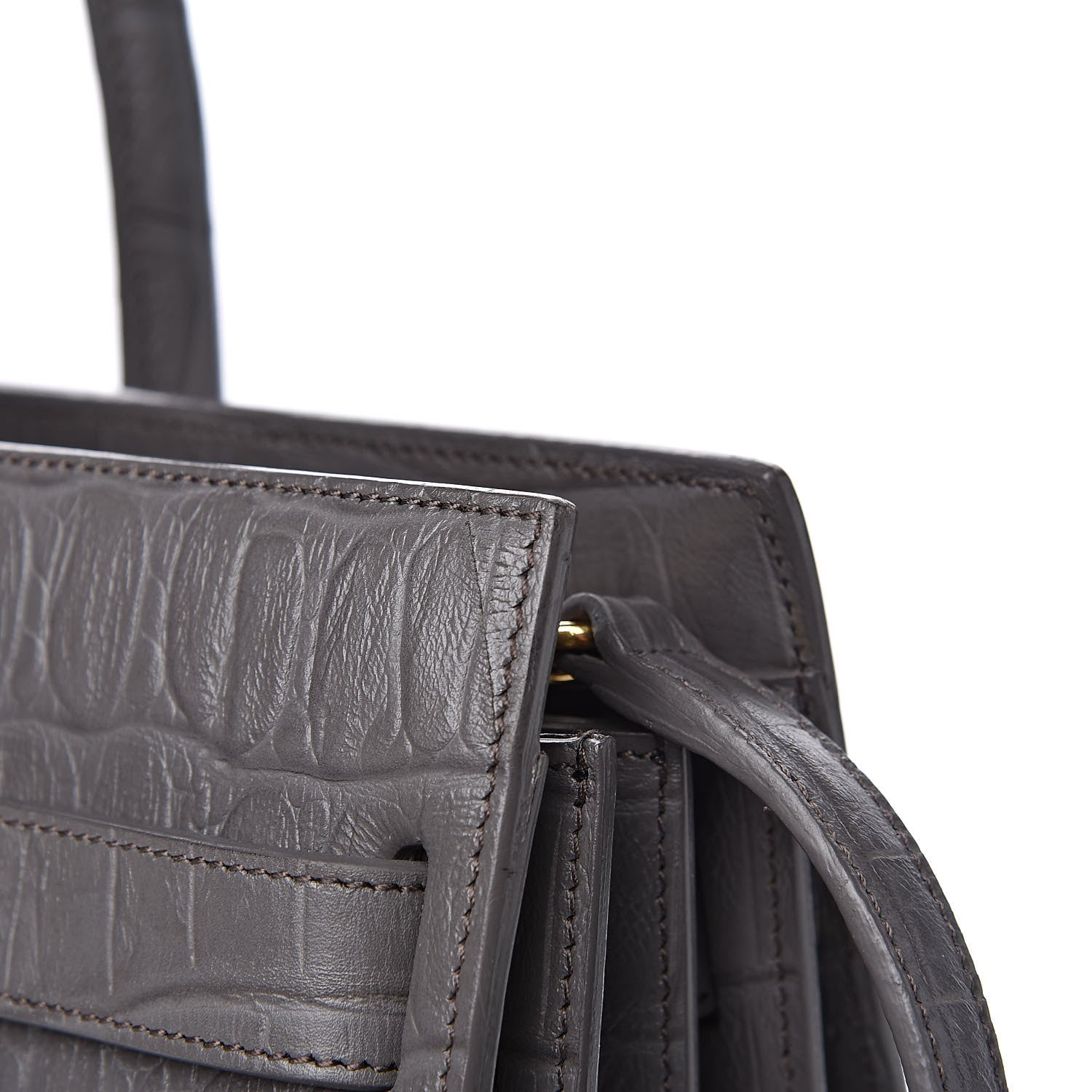 Saint Laurent Calfskin Crocodile Embossed Small Sac De Jour Fog 11 of 13