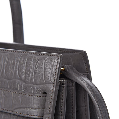 Saint Laurent Calfskin Crocodile Embossed Small Sac De Jour Fog 11 of 13