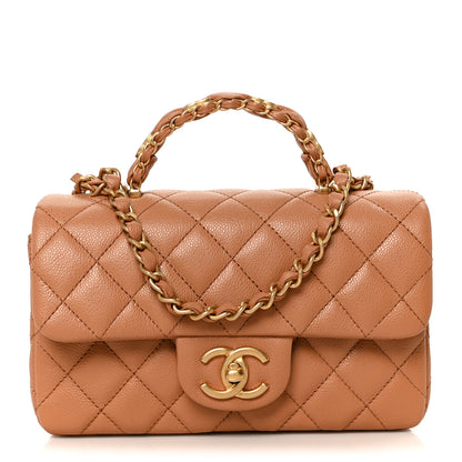Chanel Caviar Quilted Mini Handy CC Flap Camel 1 of 13