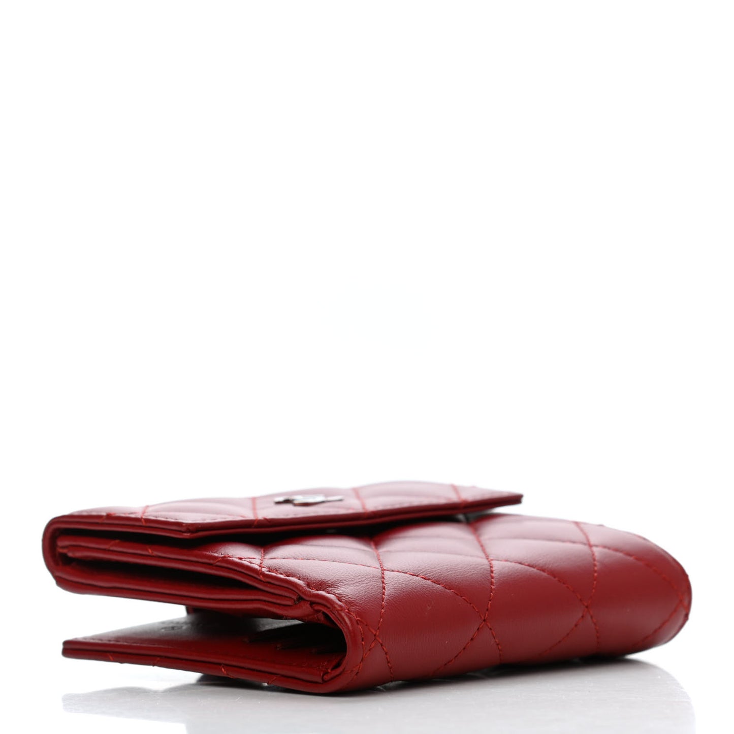 Lambskin Quilted Compact French Flap Wallet Red
