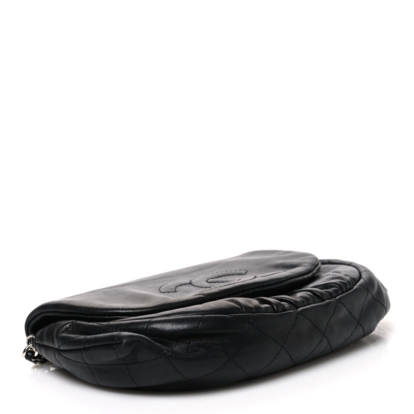 Lambskin Half Moon Wallet On Chain WOC Black