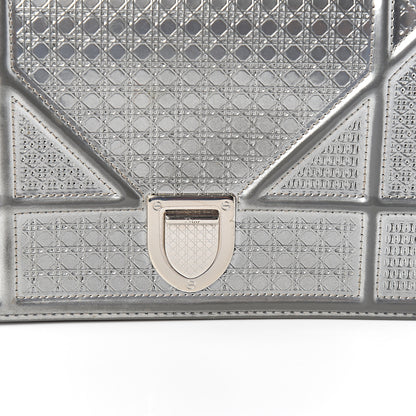 Christian Dior Metallic Patent Micro-Cannage Diorama Wallet on Chain Pouch Silver 9 of 10