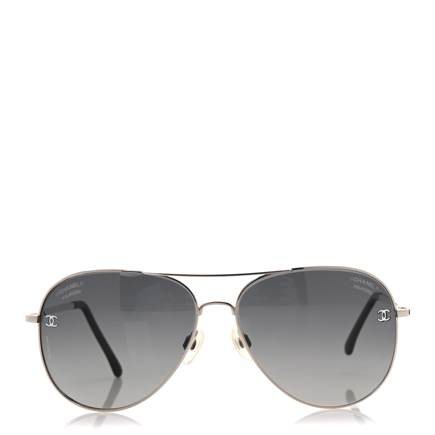 Chanel Metal Polarized CC Aviator Sunglasses 4189-T-Q Silver 2 of 6