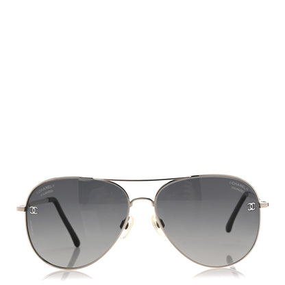 Chanel Metal Polarized CC Aviator Sunglasses 4189-T-Q Silver 2 of 6