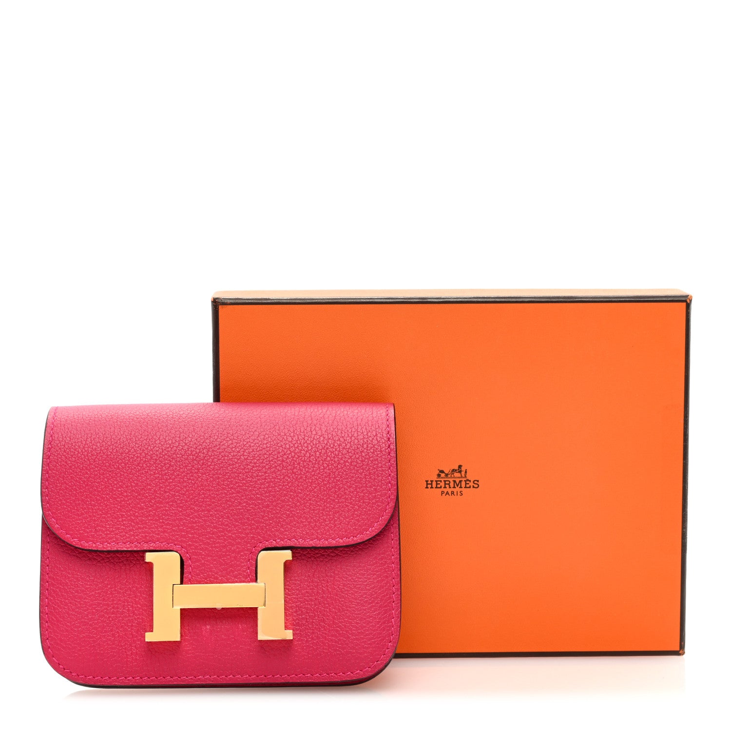 Hermes Evercolor Bi-Color Constance Slim Wallet Framboise Rouge Sellier 9 of 9