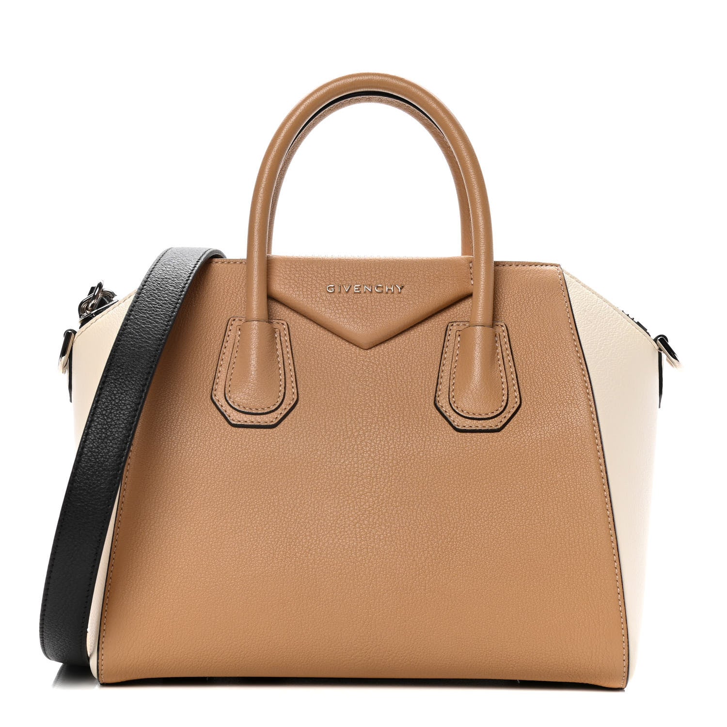 Givenchy Sugar Goatskin Small Tri-Color Antigona Light Brown Beige Black 1 of 9
