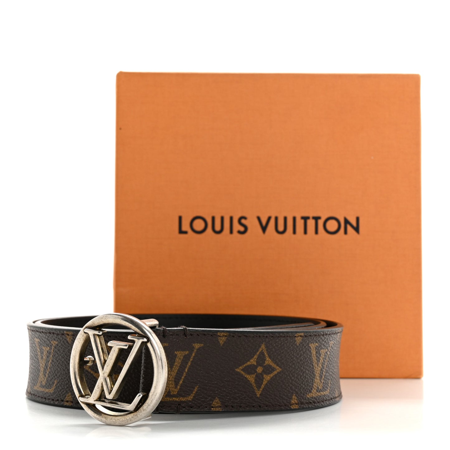 Monogram Calfskin 20mm LV Circle Reversible Belt 90 36 Black