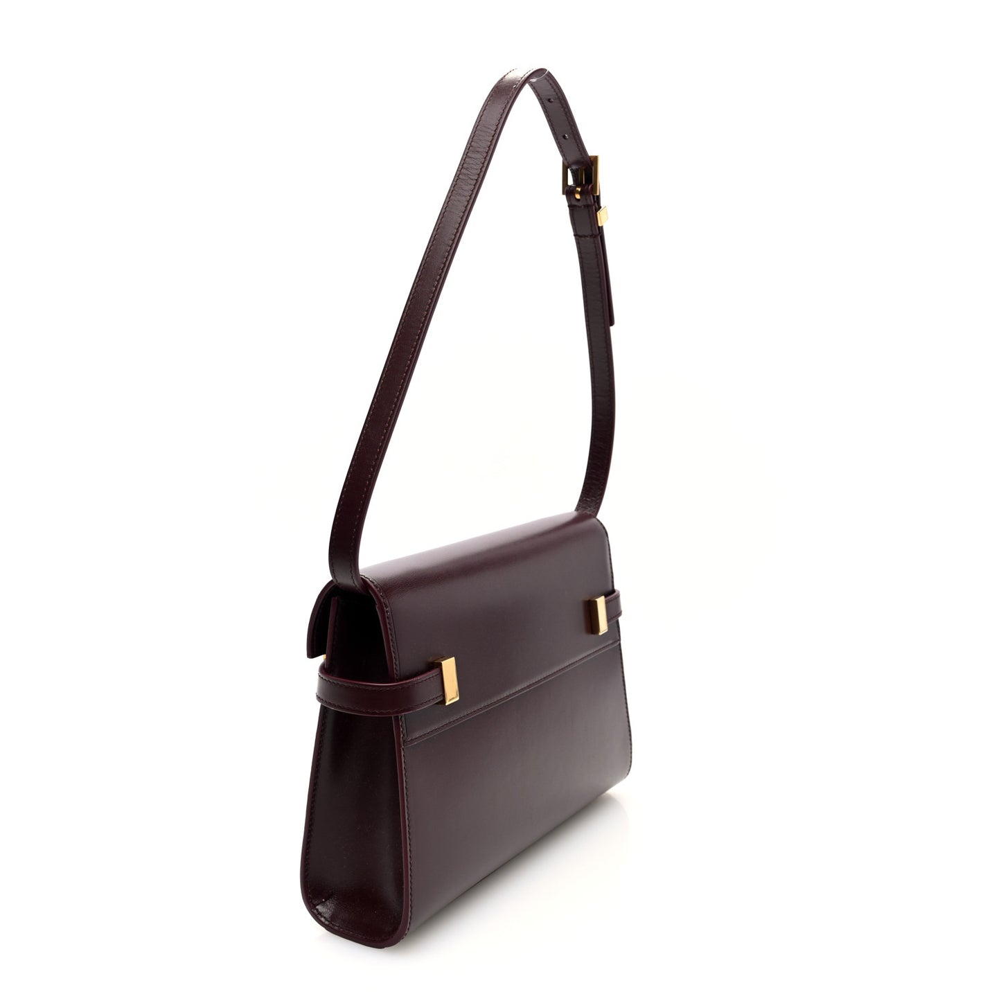 Smooth Calfskin Small Manhattan Shoulder Bag Hot Wine