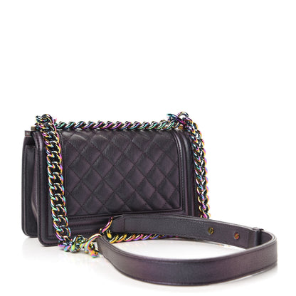 Chanel Iridescent Goatskin Quilted Small Boy Flap Purple 4 of 12