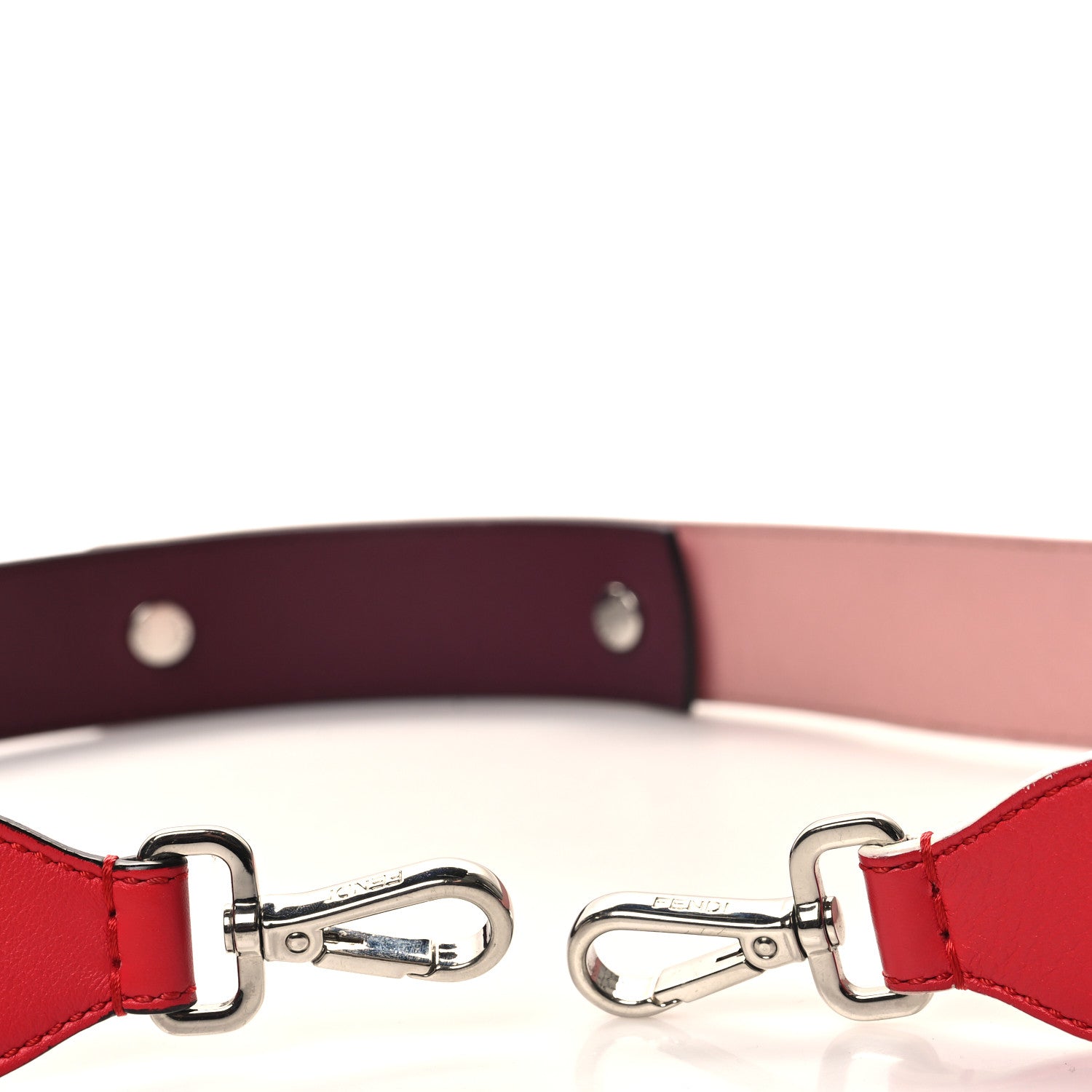 Fendi Vitello Dolce Tri-Color Buttoned Strap You Red Pink Purple 3 of 4
