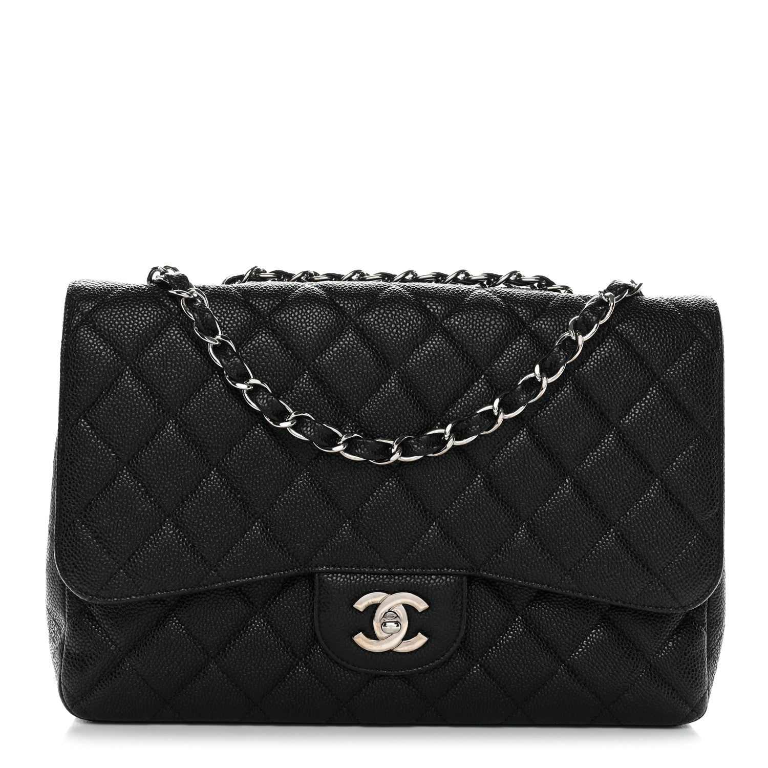Chanel Caviar Quilted Jumbo Single Flap Black Black 3 of 31