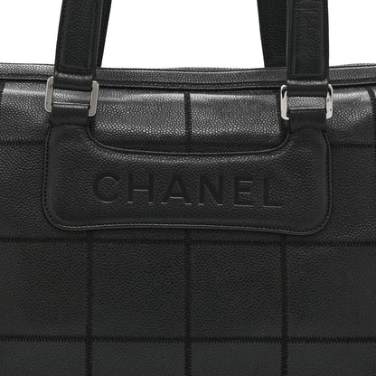 Chanel Caviar Square Stitched Duffel Bag Black 8 of 10