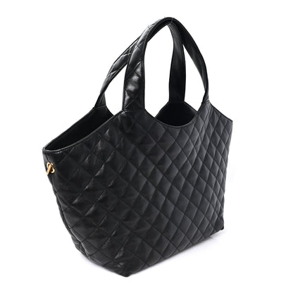 Saint Laurent Lambskin Quilted Medium Icare Shopping Tote Black 4 of 12