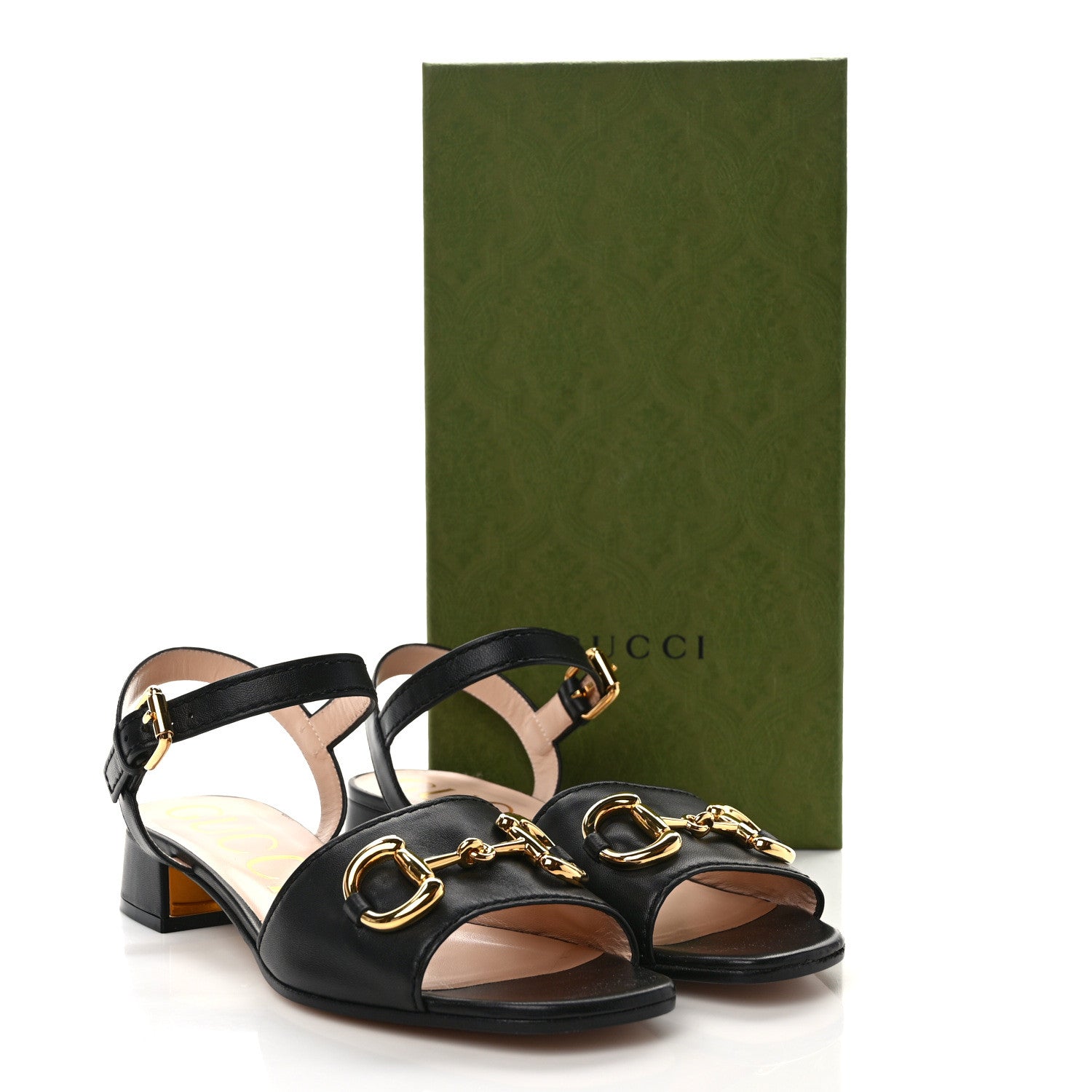 Gucci Nappa Charlotte Horsebit Block Heel 45mm Sandals 39 Black 8 of 8