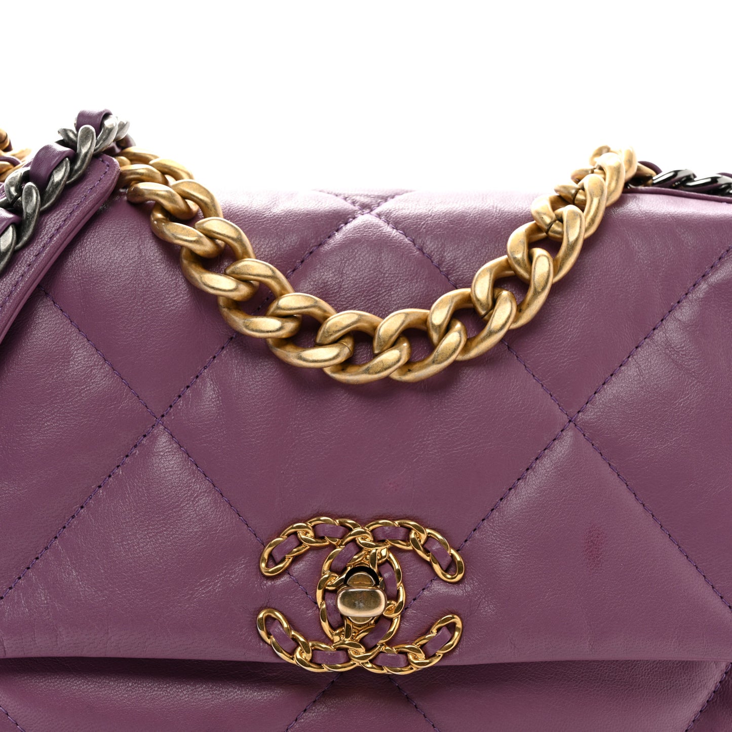 Goatskin Quilted Medium Chanel 19 Flap Violet Purple