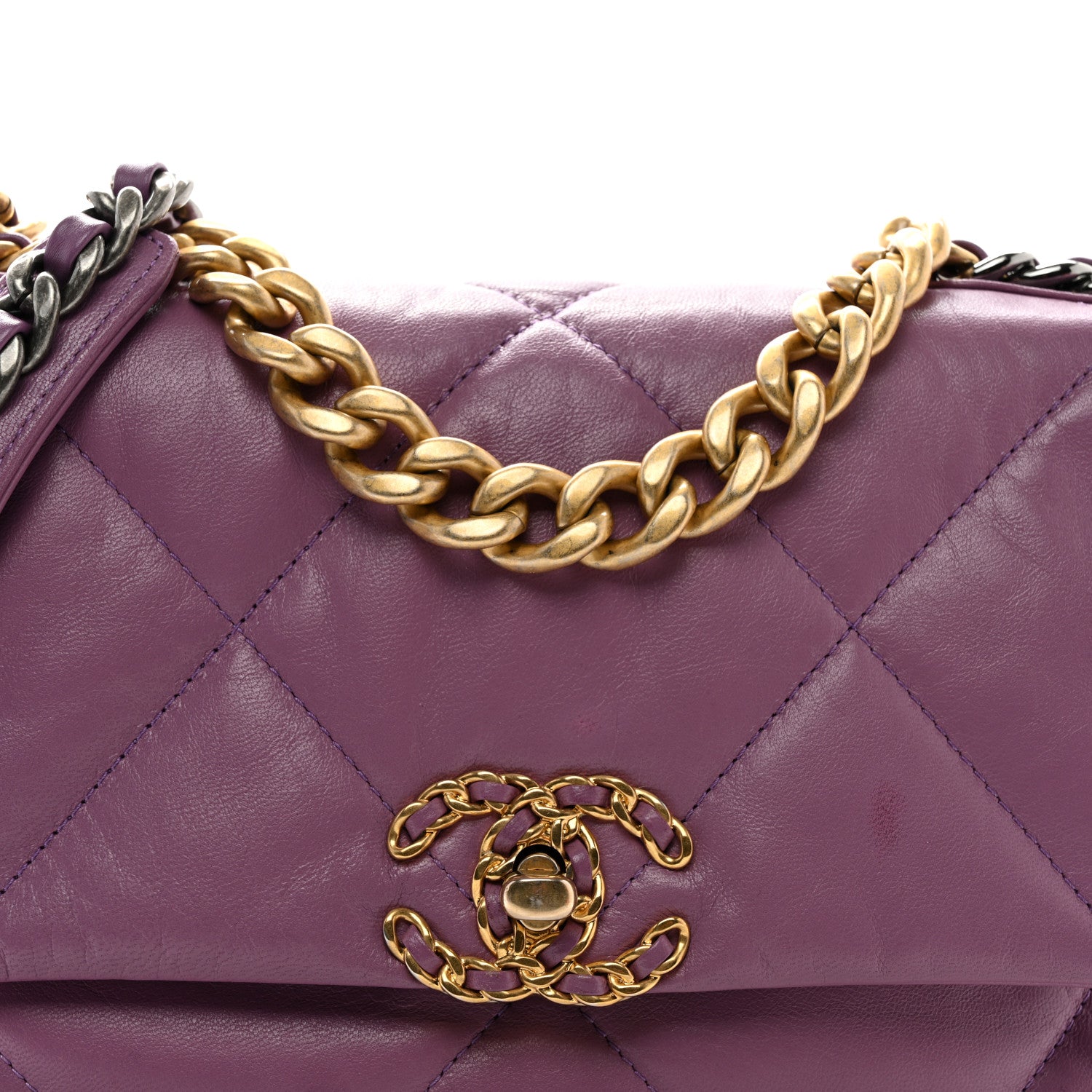 Chanel Goatskin Quilted Medium Chanel 19 Flap Violet Purple 8 of 12