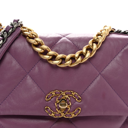 Chanel Goatskin Quilted Medium Chanel 19 Flap Violet Purple 8 of 12