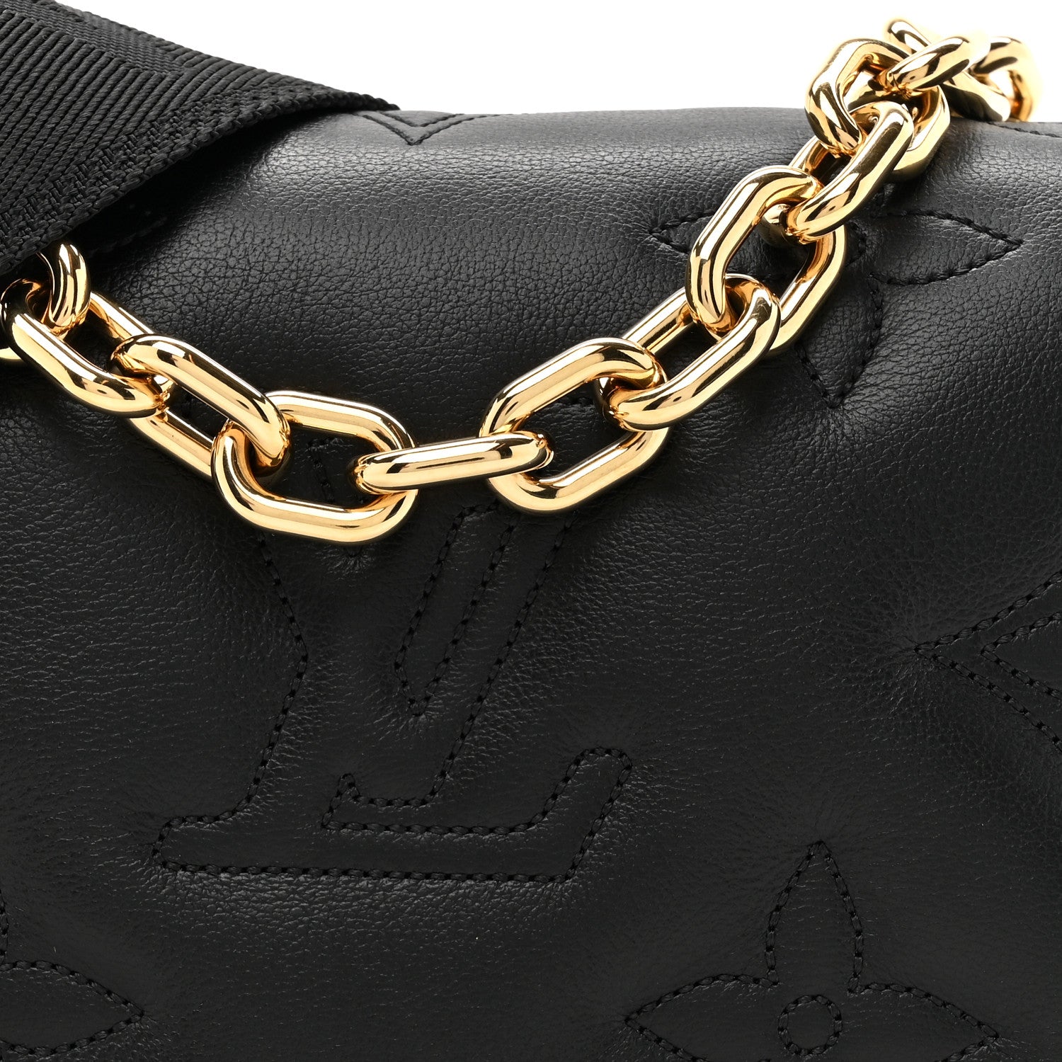 Louis Vuitton Calfskin Bubblegram Wallet On Strap Black 7 of 9