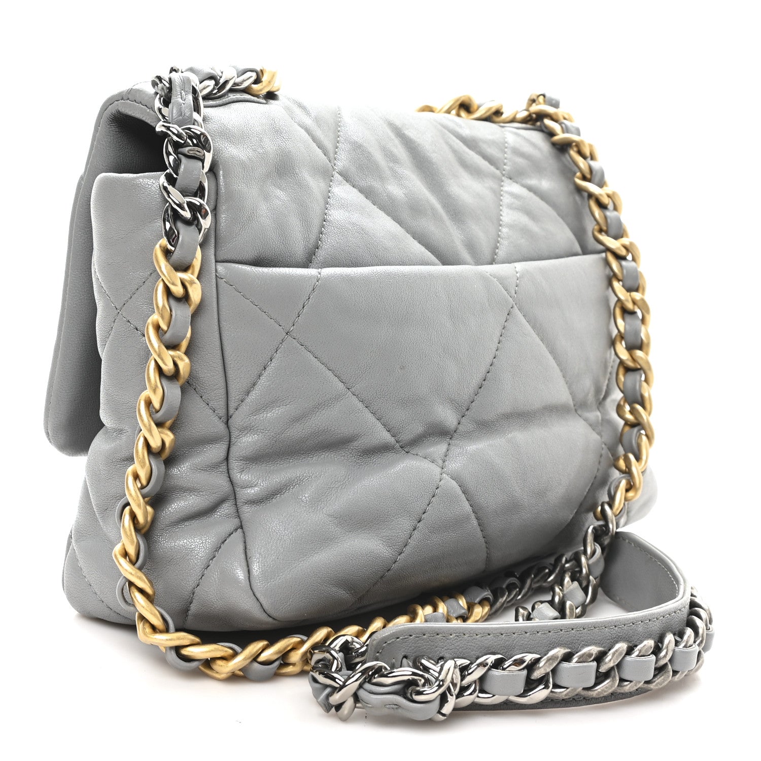 Chanel Goatskin Quilted Medium Chanel 19 Flap Grey 3 of 10
