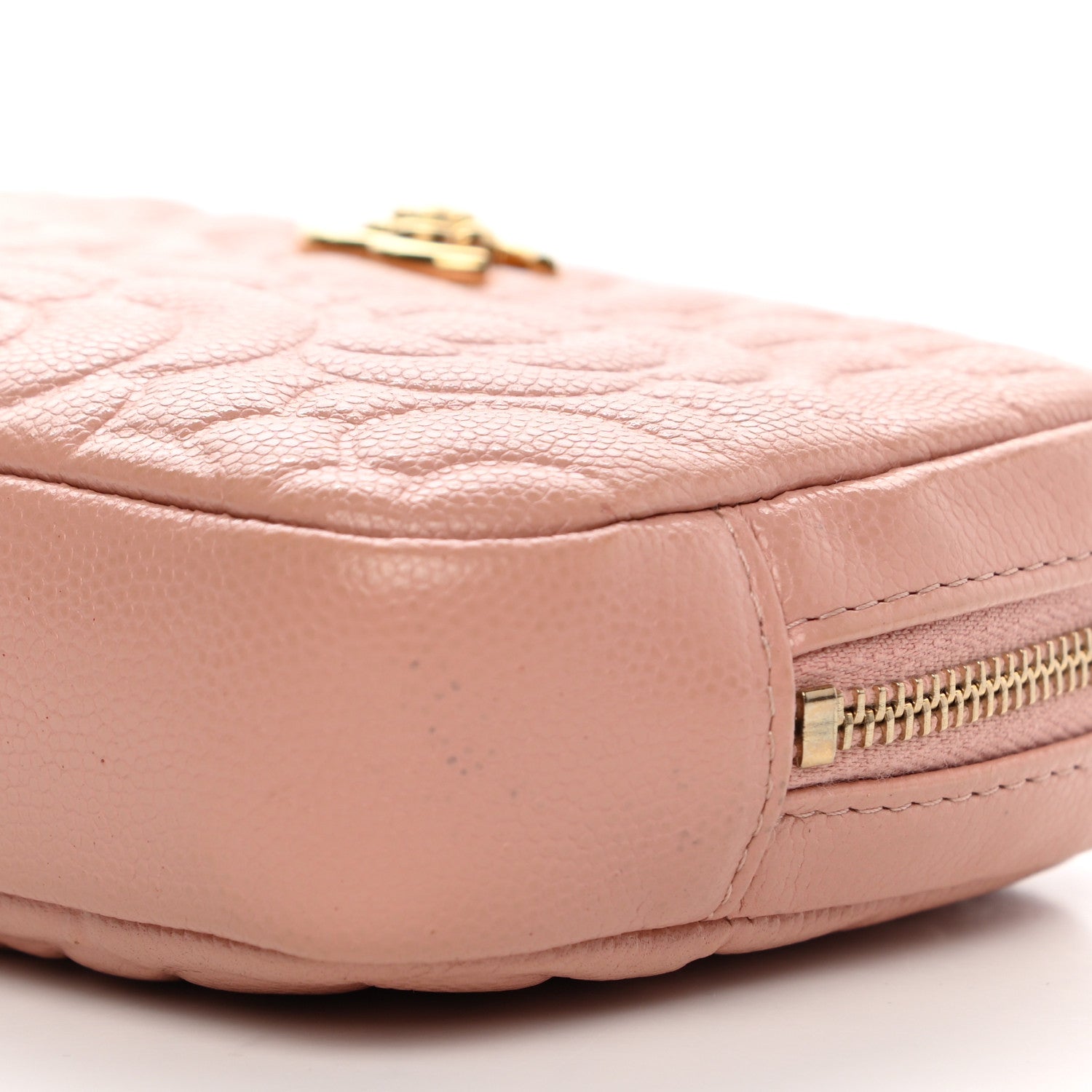 Chanel Caviar Camellia Embossed Small Cosmetic Case Nude 9 of 10