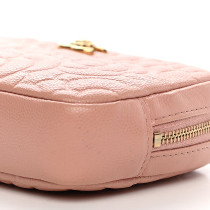 Chanel Caviar Camellia Embossed Small Cosmetic Case Nude 9 of 10