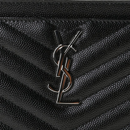 Saint Laurent Grain De Poudre Chevron Monogram Bill Pouch Black 7 of 10
