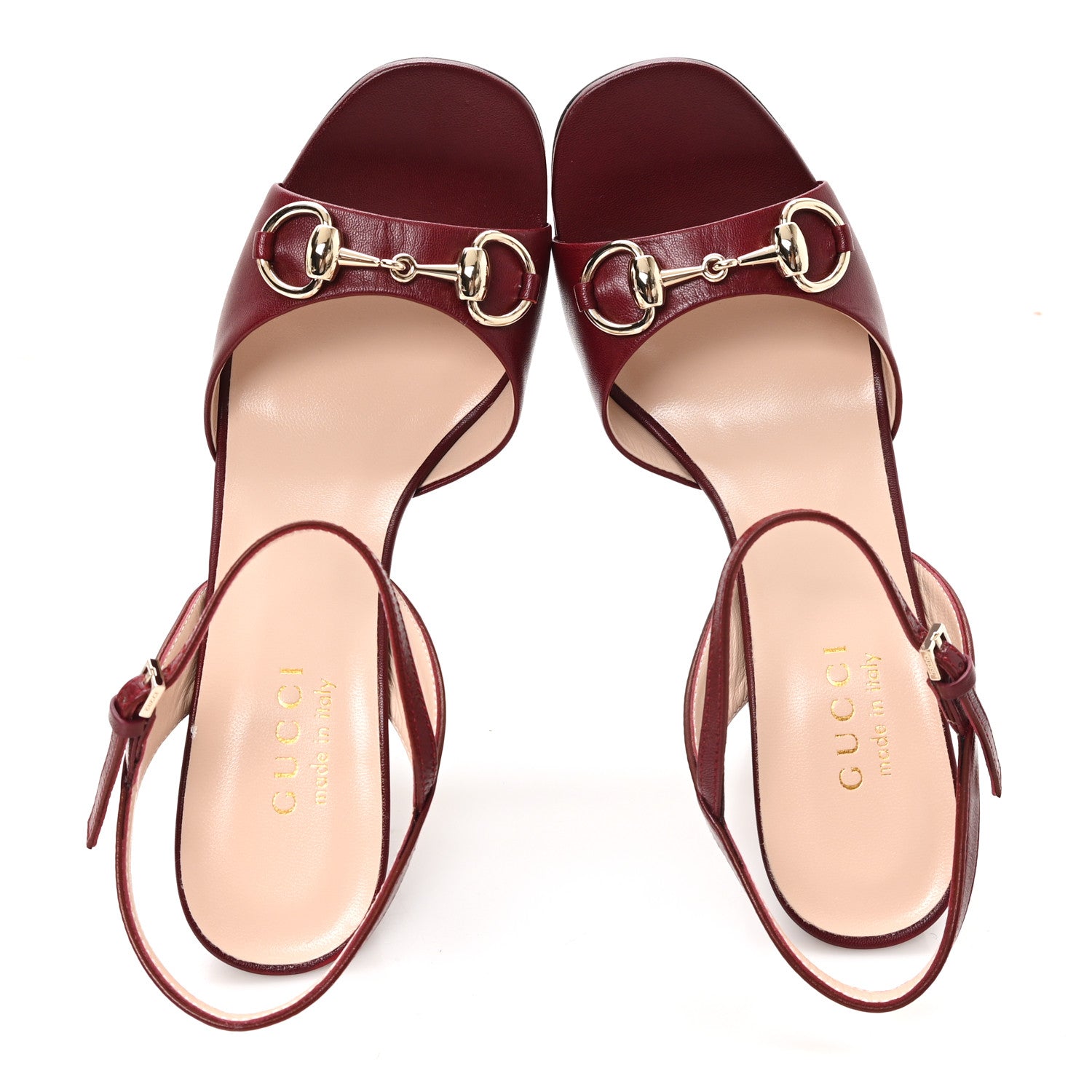 Gucci Malaga Kid Horsebit Cross Strap 95mm Sandals 36.5 Rosso Ancora 2 of 9