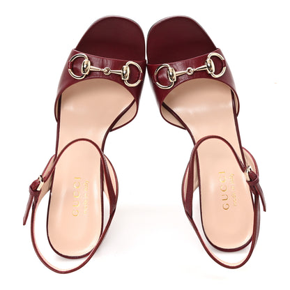 Gucci Malaga Kid Horsebit Cross Strap 95mm Sandals 36.5 Rosso Ancora 2 of 9