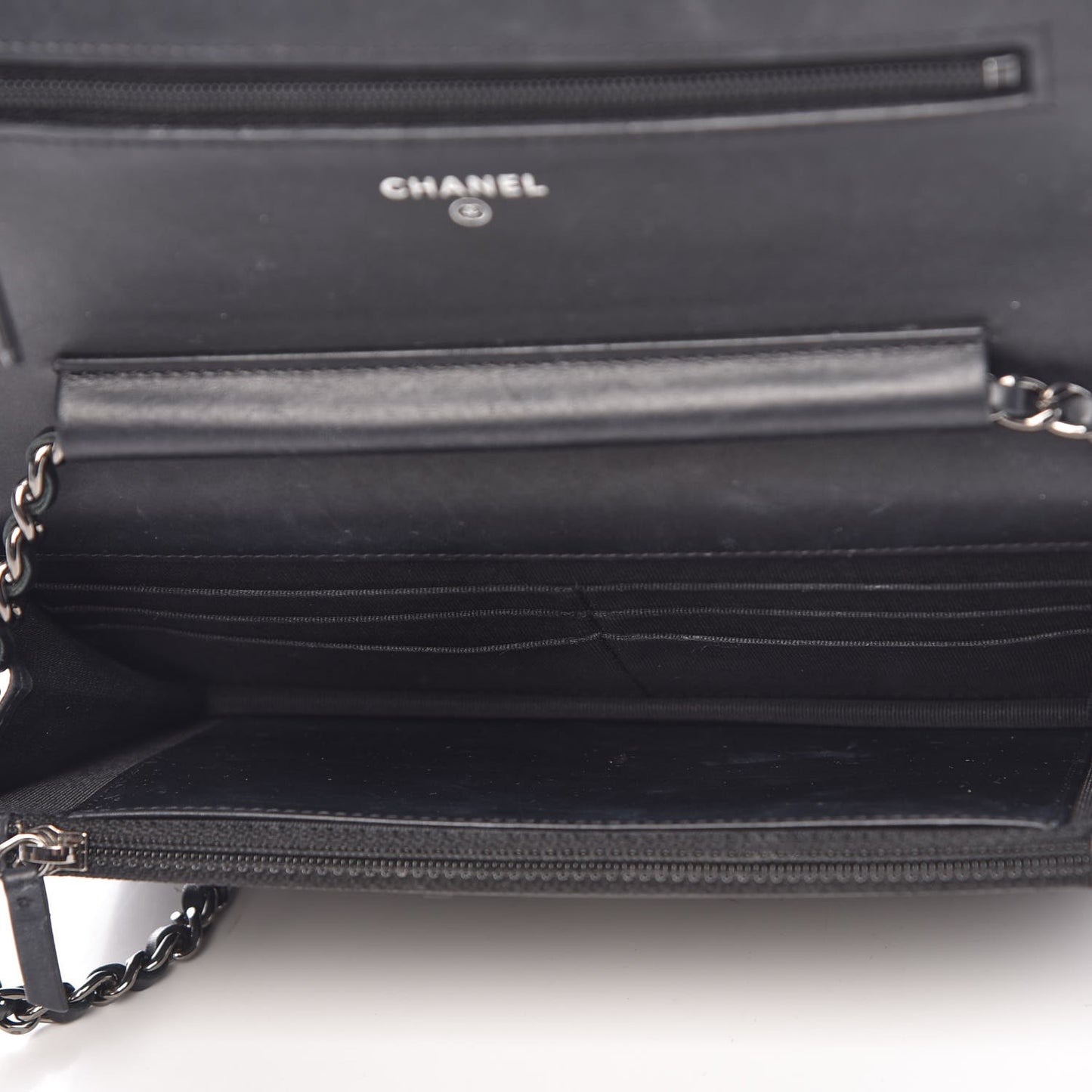 Patent Quilted Wallet On Chain WOC Black