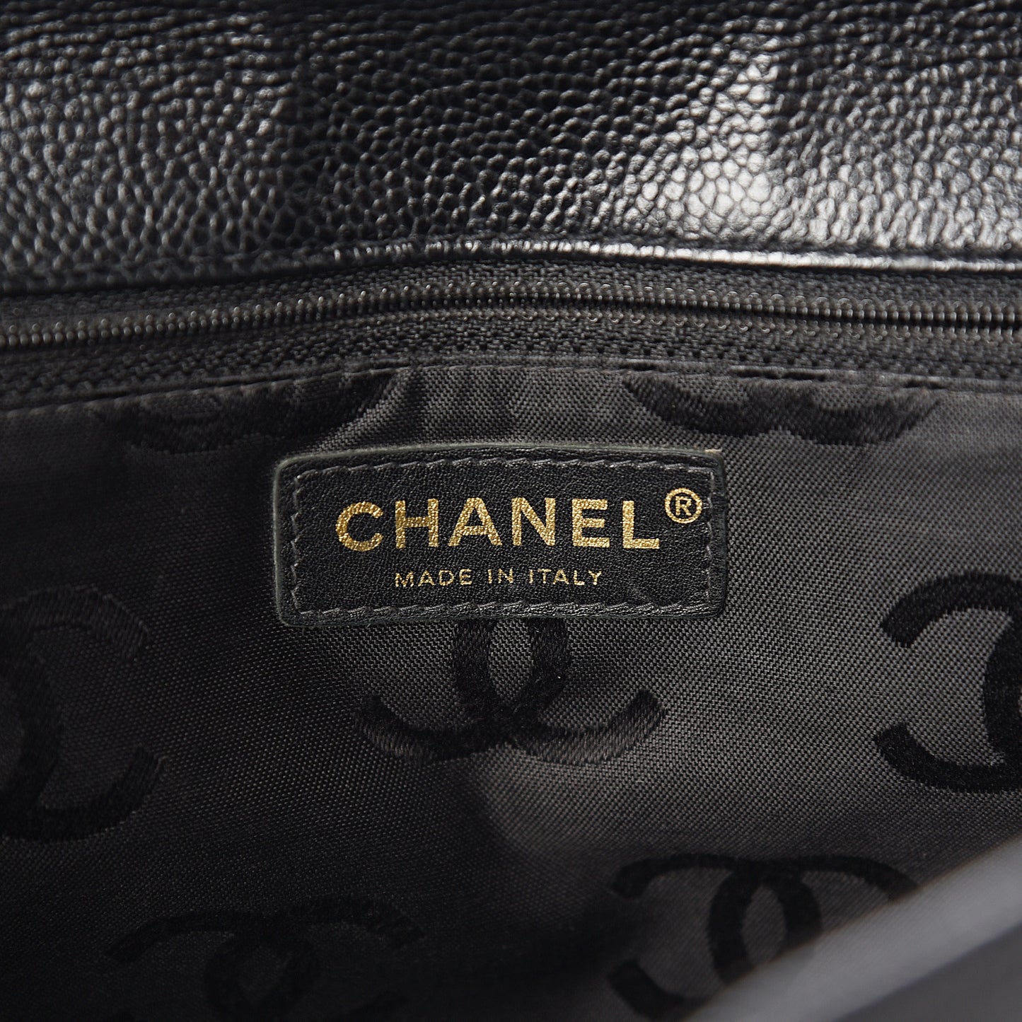 Caviar CC Stitched Flap Shoulder Bag Black