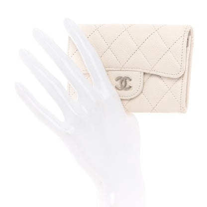 Chanel Caviar Quilted Flap Card Holder Wallet White 2 of 9