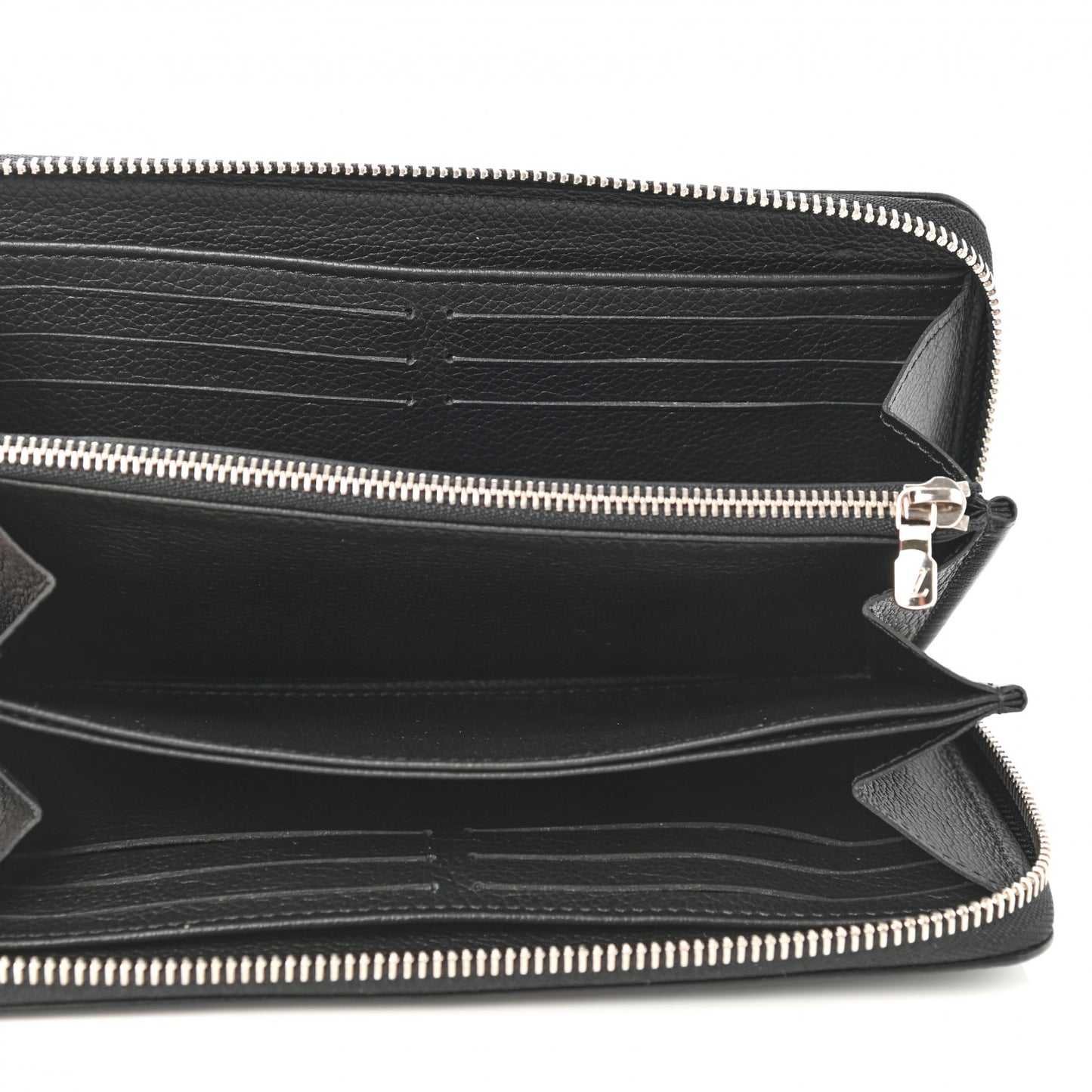 Calfskin Zippy Lockme Wallet Black