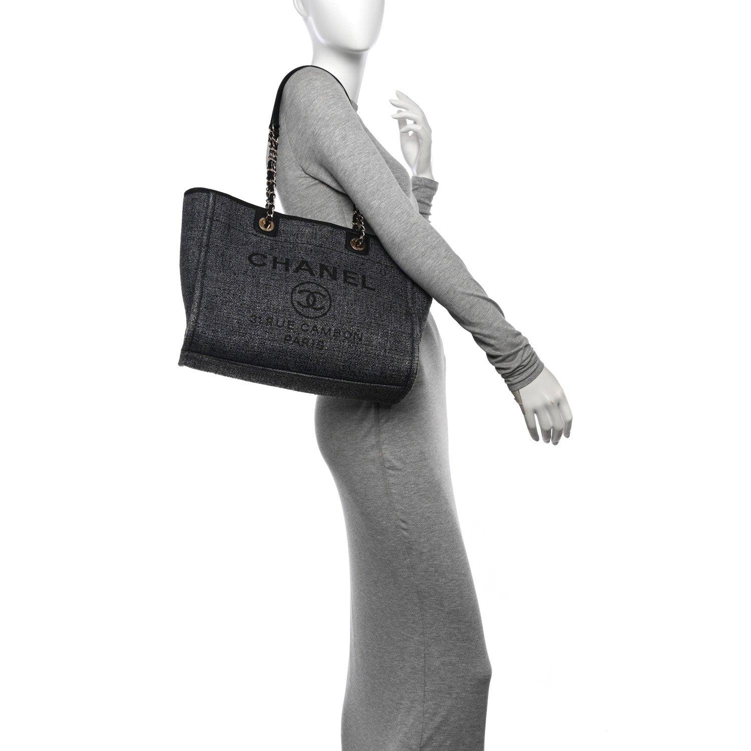 Chanel Lurex Boucle Small Deauville Tote Black 2 of 11