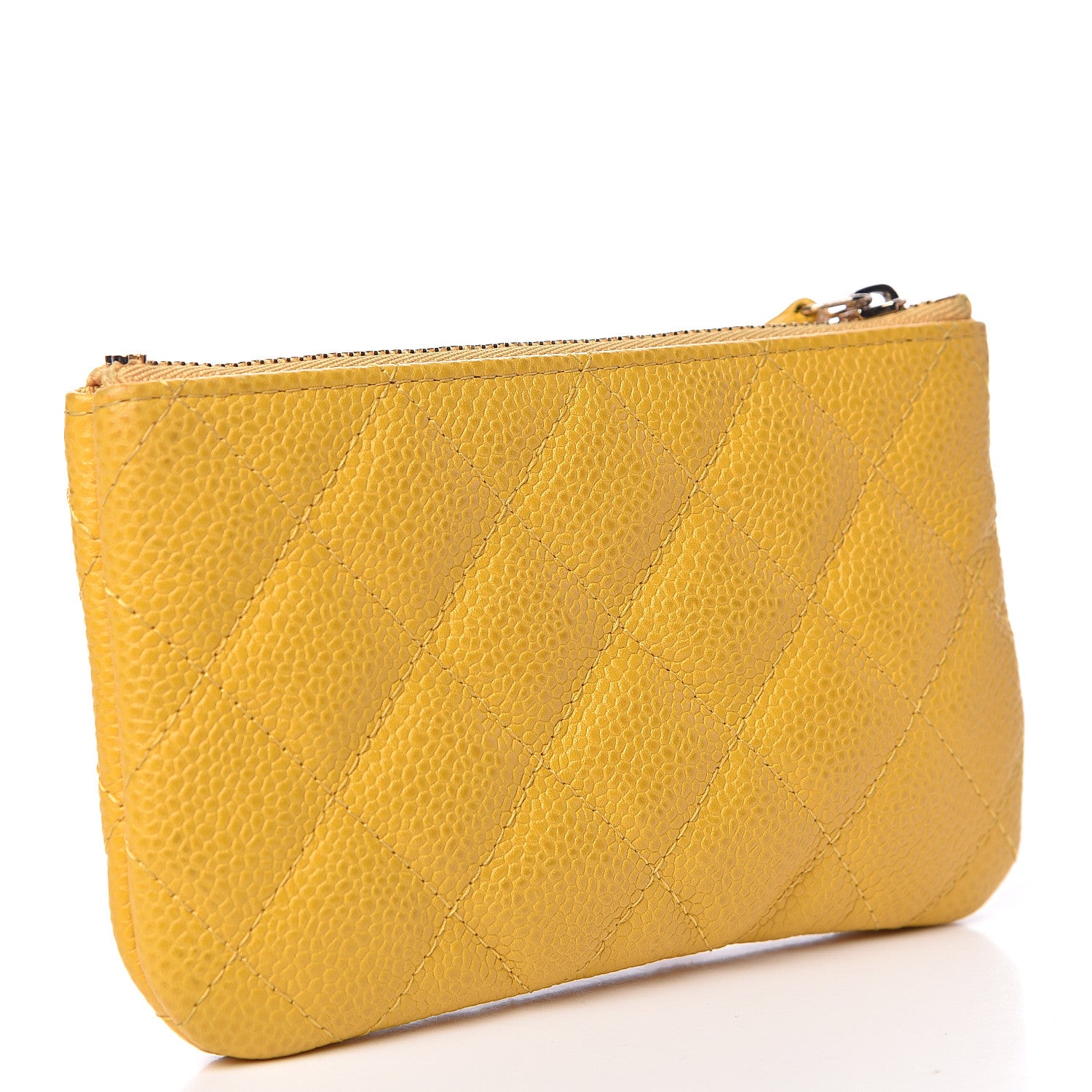 Chanel Caviar Quilted Small Cosmetic Case Yellow 3 of 10