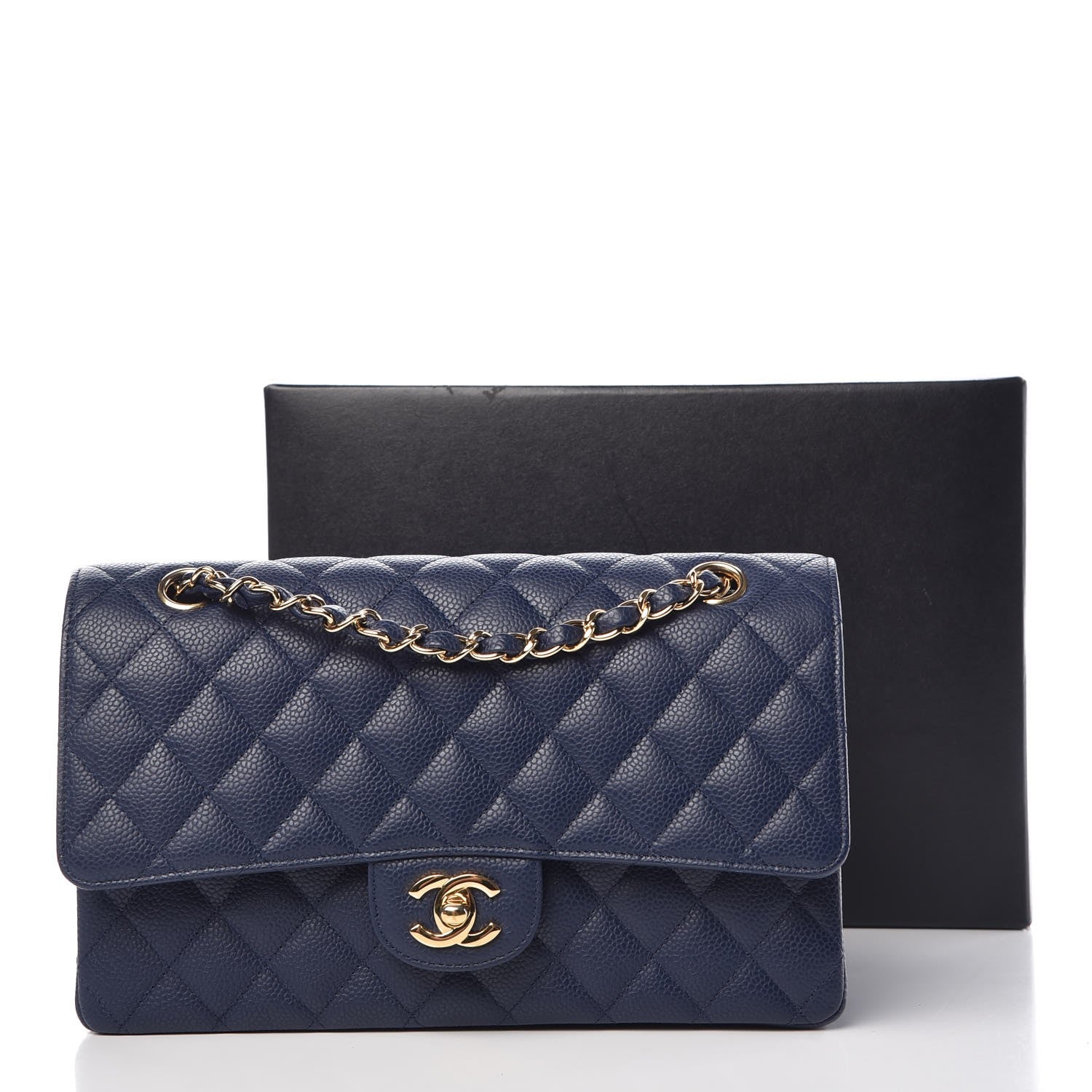 Chanel Caviar Quilted Medium Double Flap Dark Blue 11 of 11