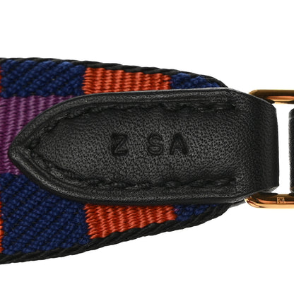 Hermes Toile Swift 25mm Maxi Quadrille Shoulder Strap Saphir Anemone Capucine Black 4 of 4
