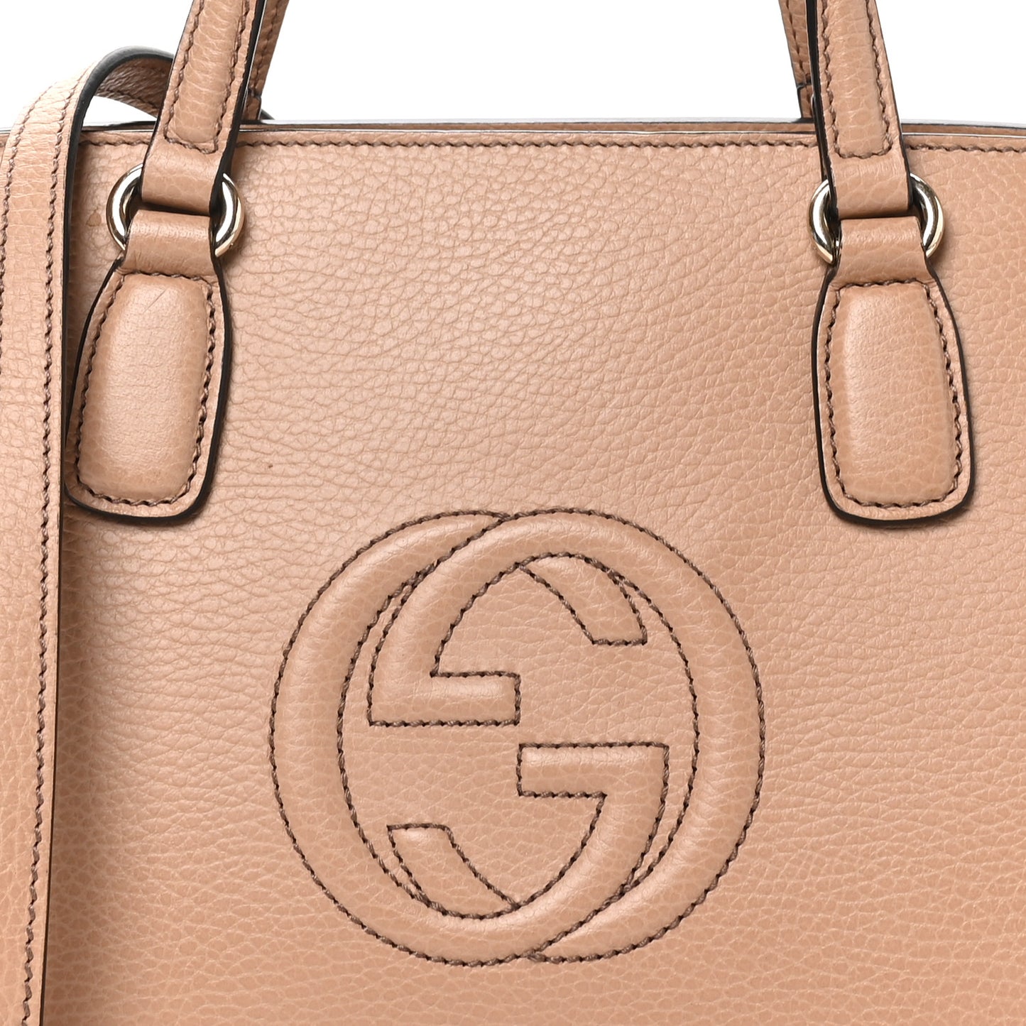 Dollar Calfskin Medium Soho Top Handle Satchel Camelia