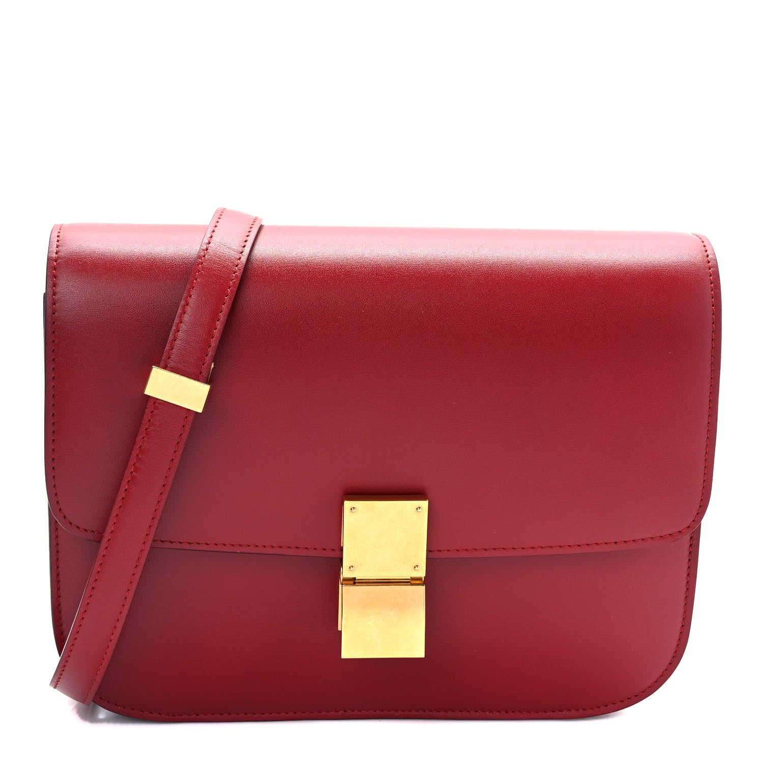 Celine Box Calfskin Medium Classic Box Flap Bag Red 1 of 9