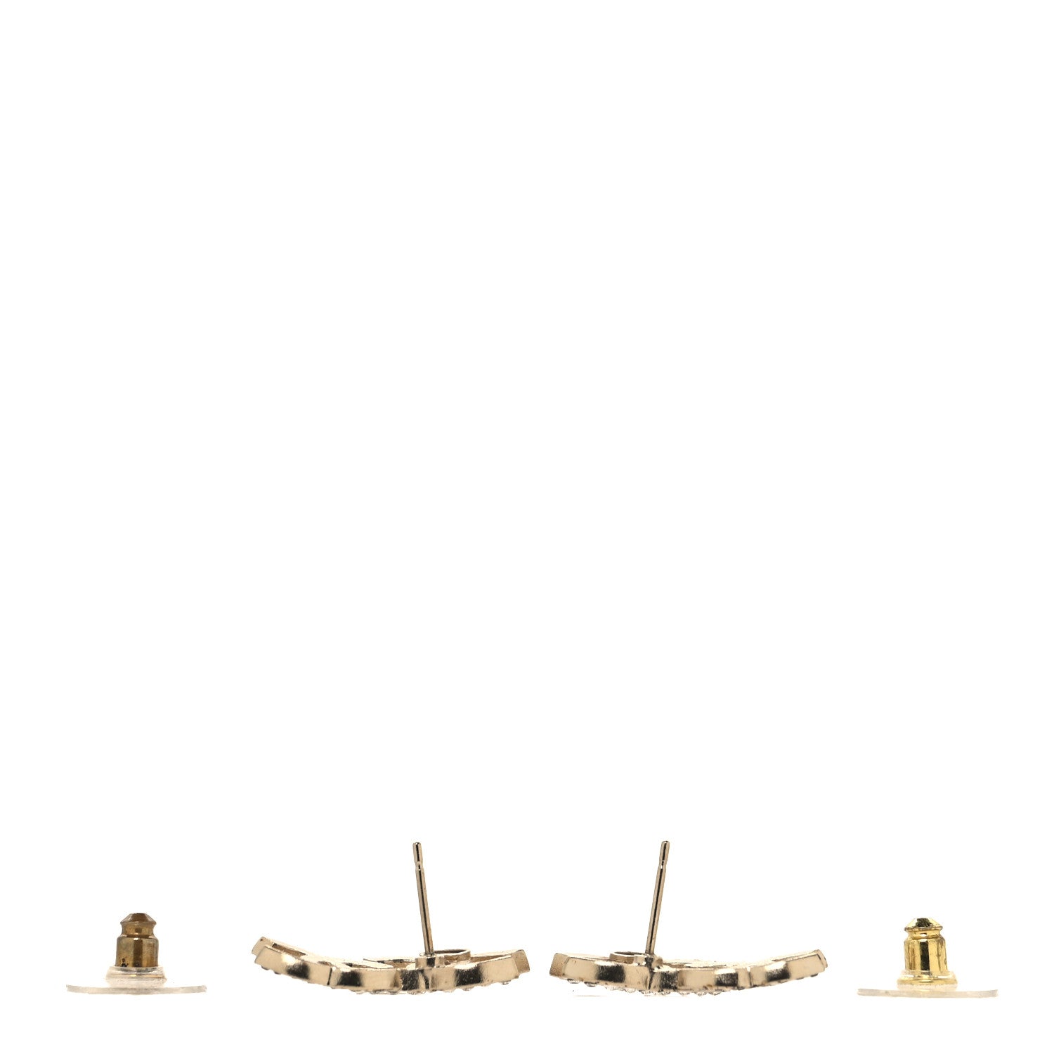 Chanel Crystal Double CC Earrings Gold Black 3 of 6