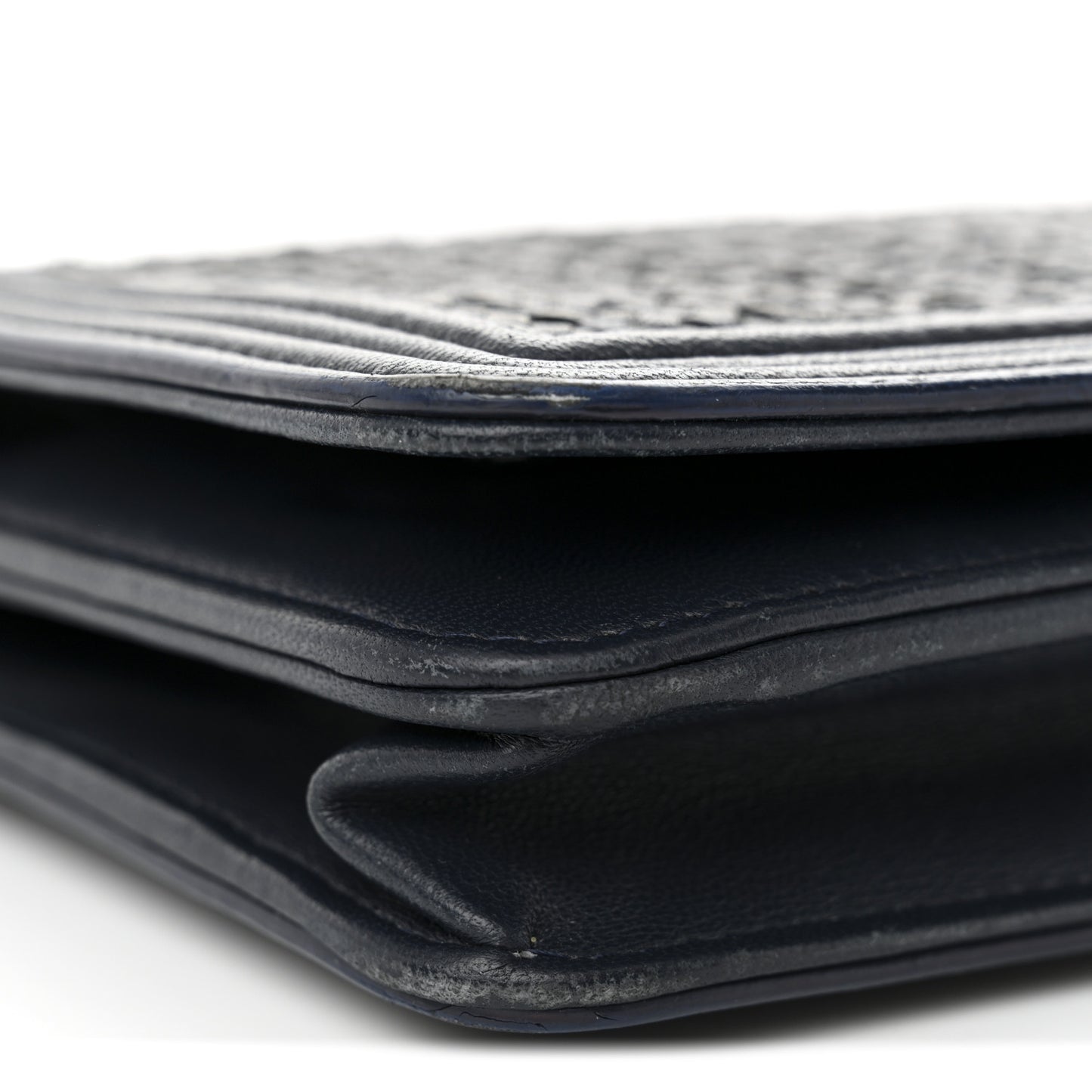 Braided Sheepskin Boy Wallet On Chain WOC Navy Black