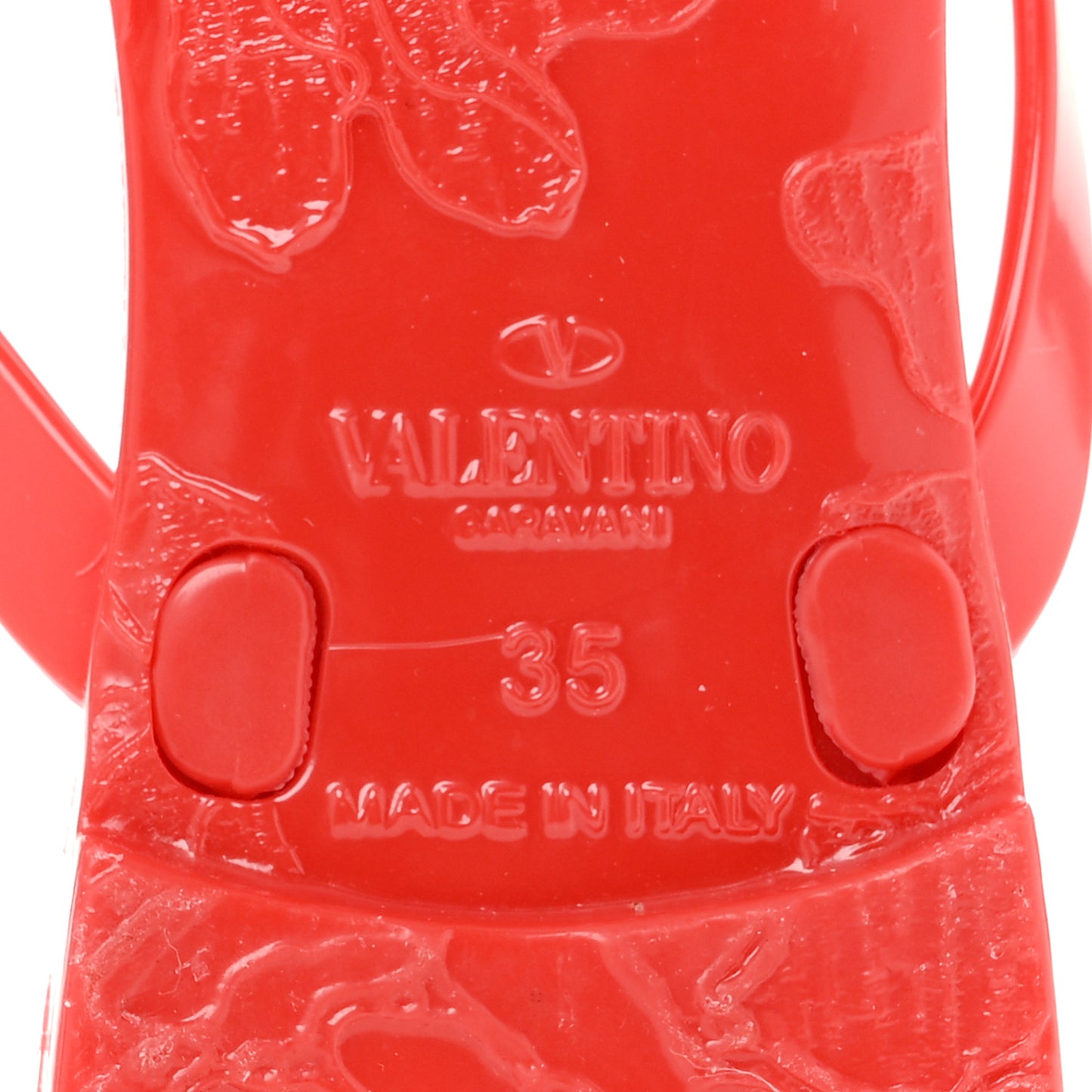 PVC Jelly Rockstud Bow Thong Sandals 35 Rosso Valentino
