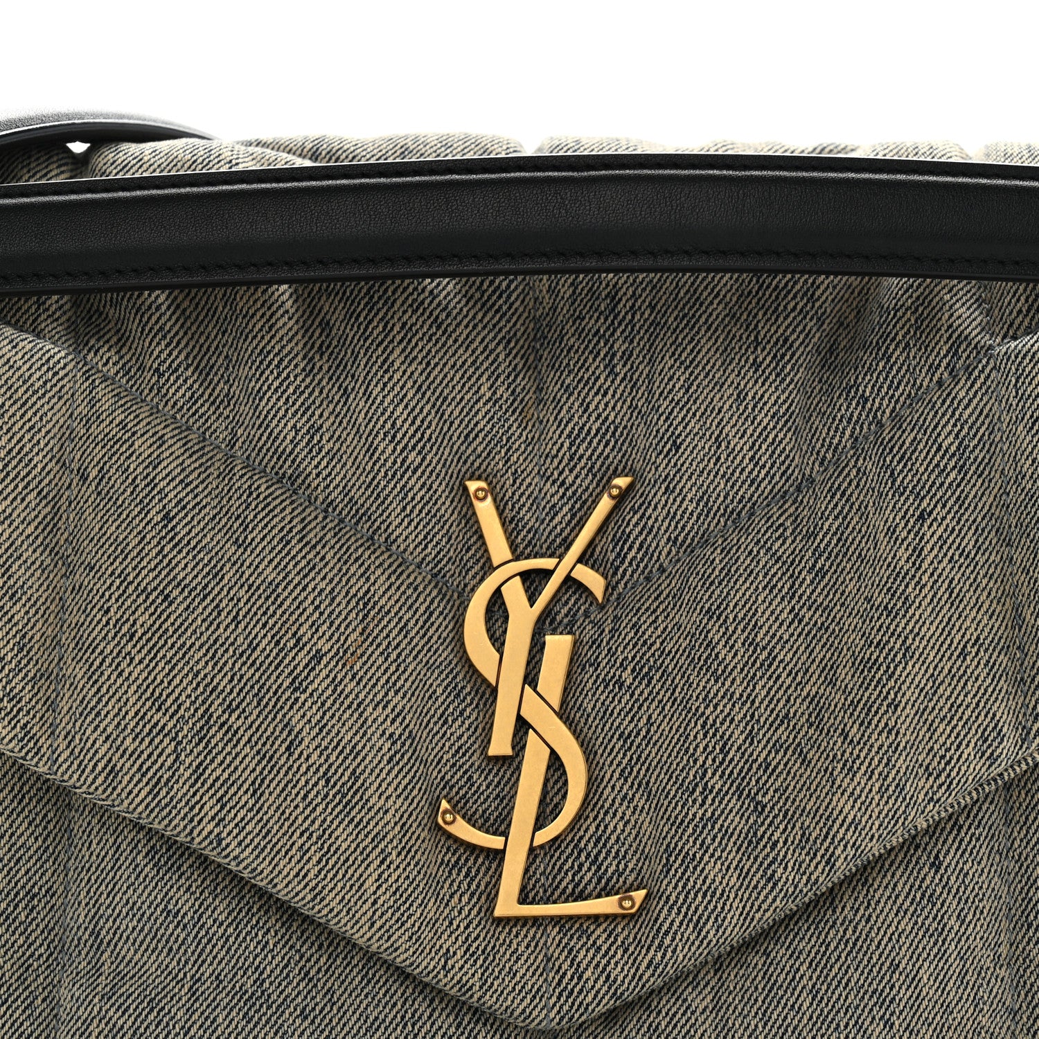 Saint Laurent Denim Quilted Medium Loulou Puffer Monogram Chain Satchel Rodeo Blue 7 of 9